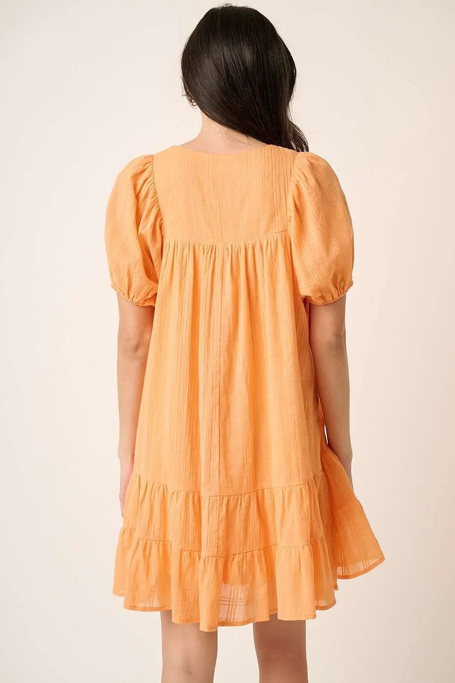 Mittoshop Tassel Tie Plaid Gauze Short Sleeve Mini Dress