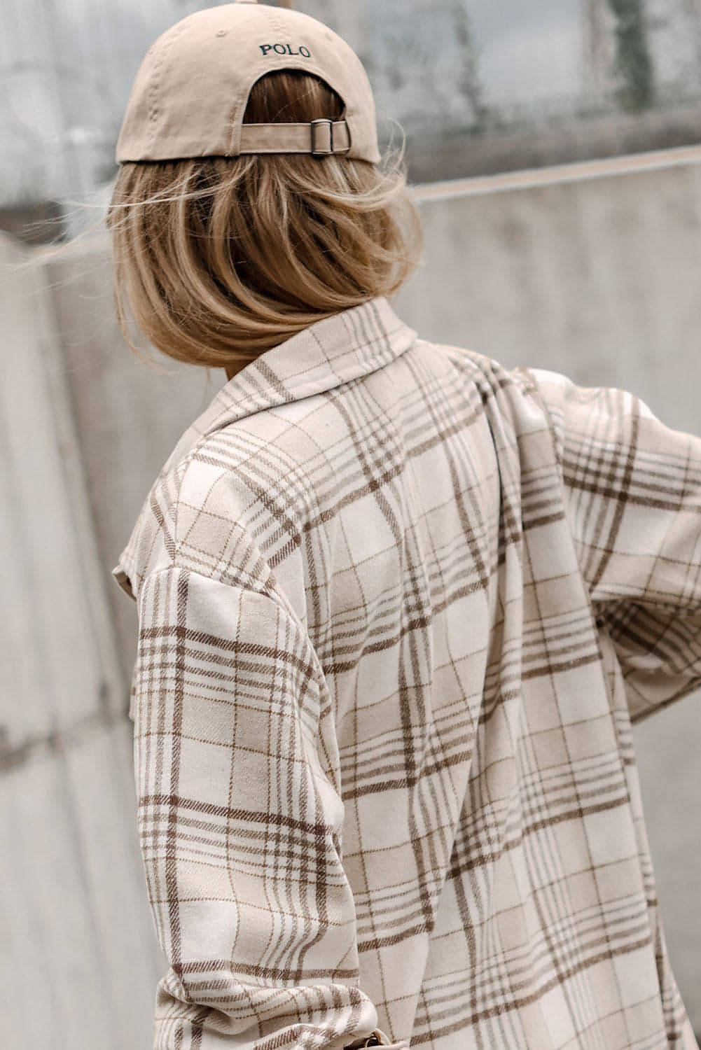 Khaki Plaid Removable Hood Buttoned Shacket Sto
