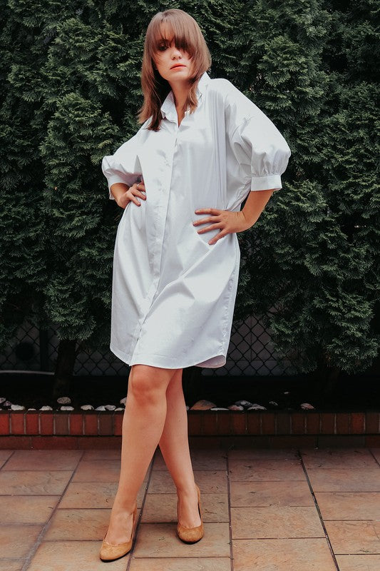 CASUAL SHIRT DRESS WITH POCKETS